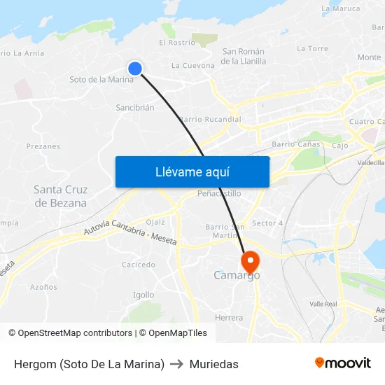 Hergom (Soto De La Marina) to Muriedas map