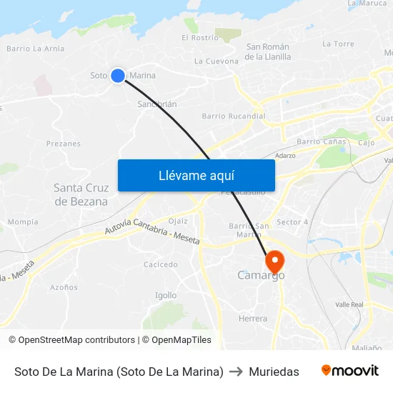Soto De La Marina (Soto De La Marina) to Muriedas map