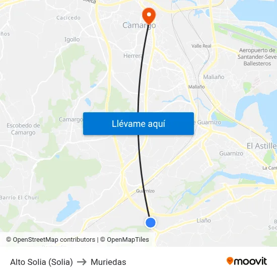 Alto Solia (Solia) to Muriedas map