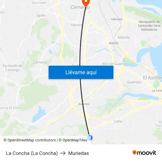 La Concha (La Concha) to Muriedas map