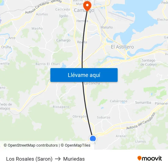 Los Rosales (Saron) to Muriedas map