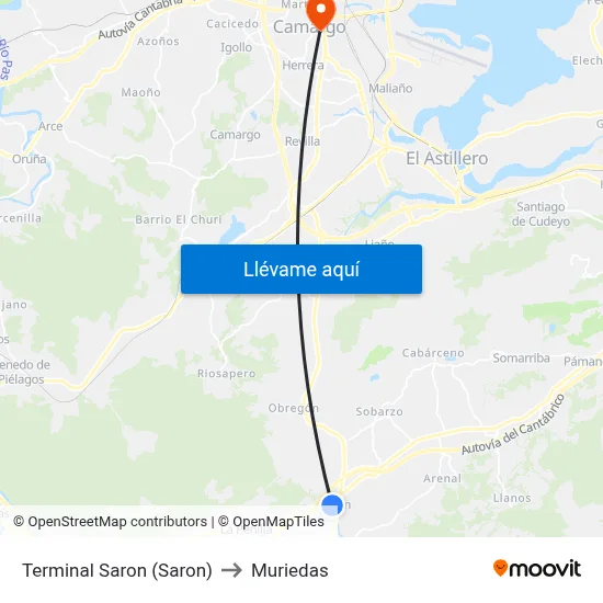 Terminal Saron (Saron) to Muriedas map