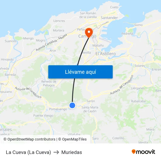 La Cueva (La Cueva) to Muriedas map