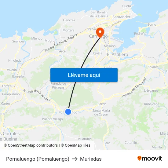 Pomaluengo (Pomaluengo) to Muriedas map
