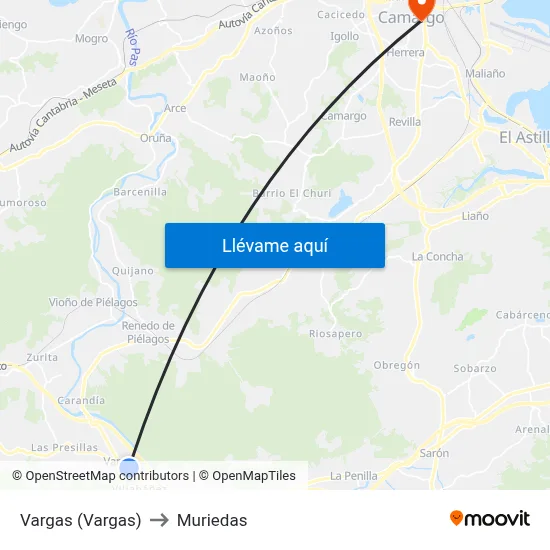 Vargas (Vargas) to Muriedas map