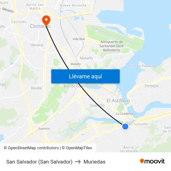 San Salvador (San Salvador) to Muriedas map