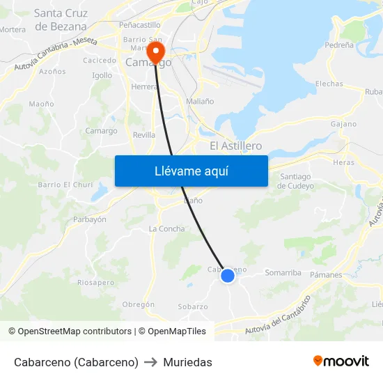 Cabarceno (Cabarceno) to Muriedas map