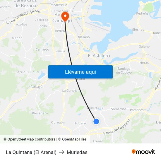 La Quintana (El Arenal) to Muriedas map