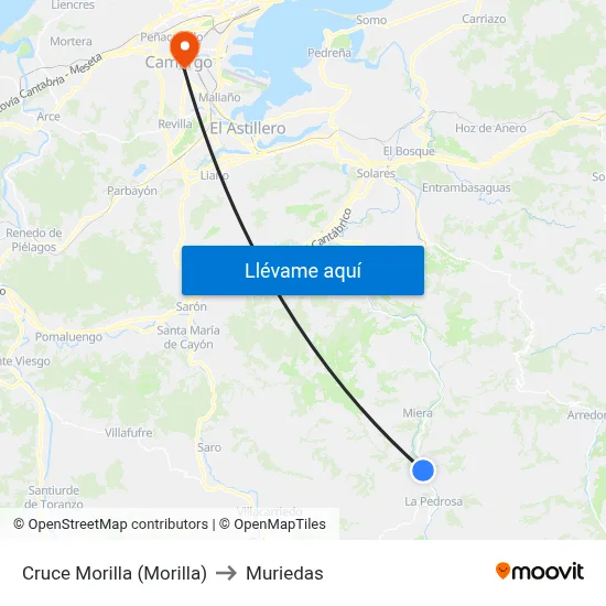 Cruce Morilla (Morilla) to Muriedas map