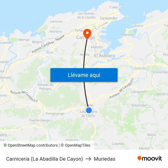 Carniceria (La Abadilla De Cayon) to Muriedas map