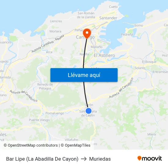 Bar Lipe (La Abadilla De Cayon) to Muriedas map