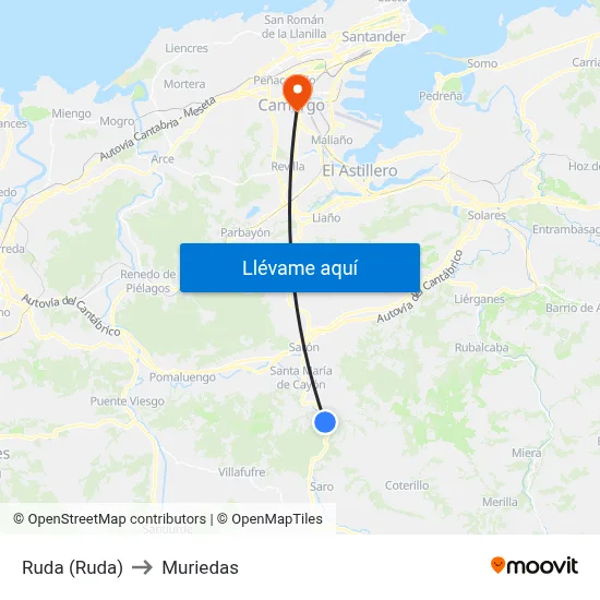 Ruda (Ruda) to Muriedas map