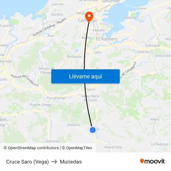 Cruce Saro (Vega) to Muriedas map