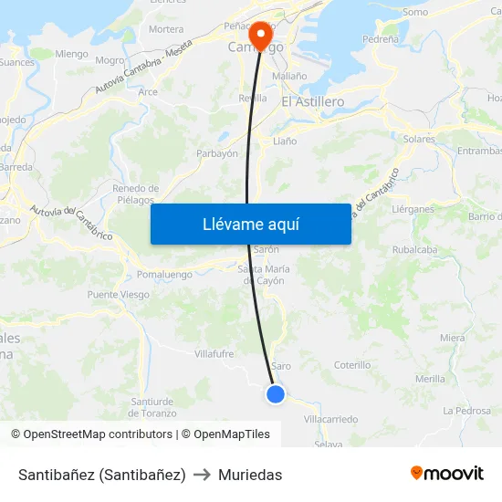 Santibañez (Santibañez) to Muriedas map