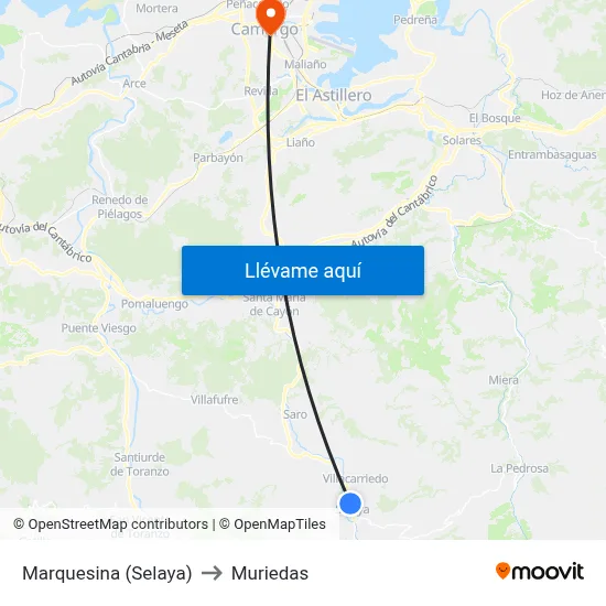 Marquesina (Selaya) to Muriedas map