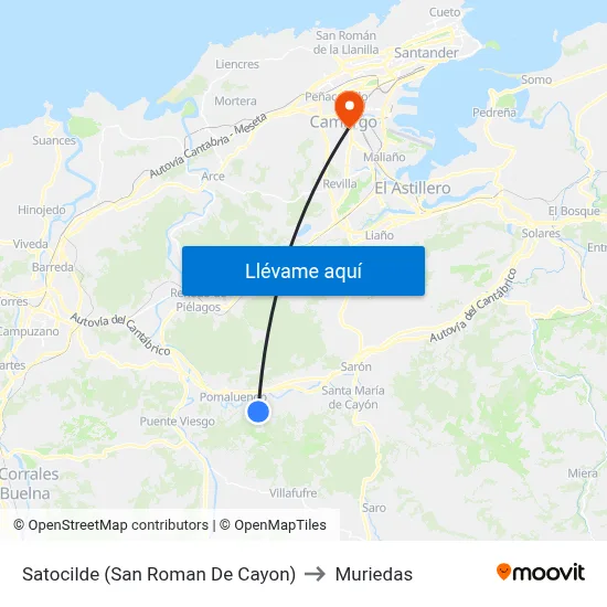 Satocilde (San Roman De Cayon) to Muriedas map