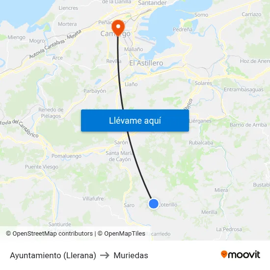 Ayuntamiento (Llerana) to Muriedas map