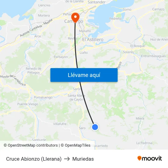 Cruce Abionzo (Llerana) to Muriedas map