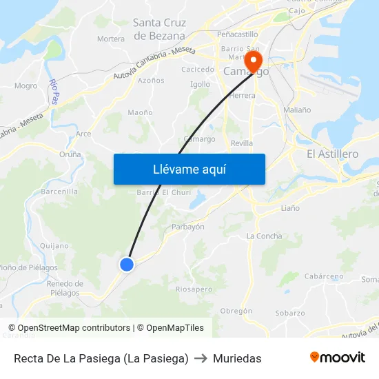 Recta De La Pasiega (La Pasiega) to Muriedas map