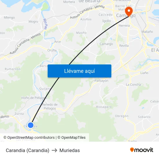 Carandia (Carandia) to Muriedas map