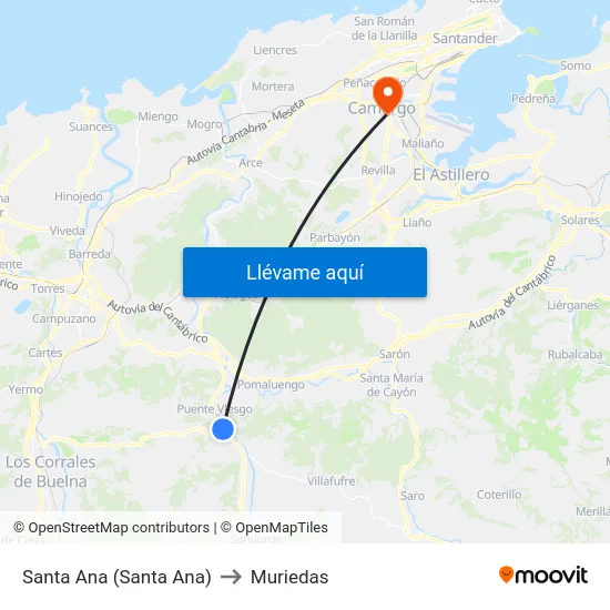 Santa Ana (Santa Ana) to Muriedas map