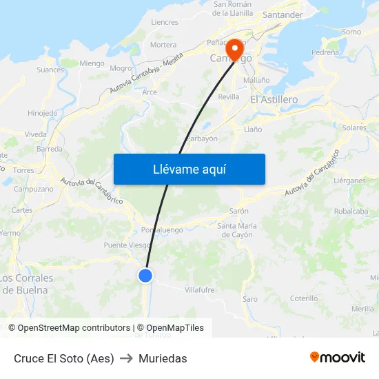Cruce El Soto (Aes) to Muriedas map
