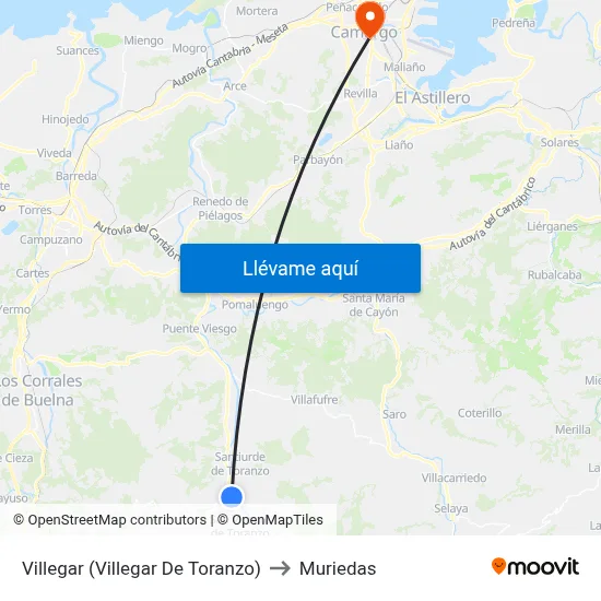 Villegar (Villegar De Toranzo) to Muriedas map