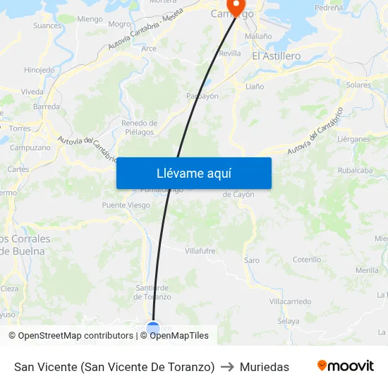 San Vicente (San Vicente De Toranzo) to Muriedas map