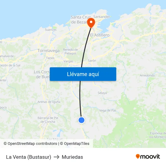 La Venta (Bustasur) to Muriedas map