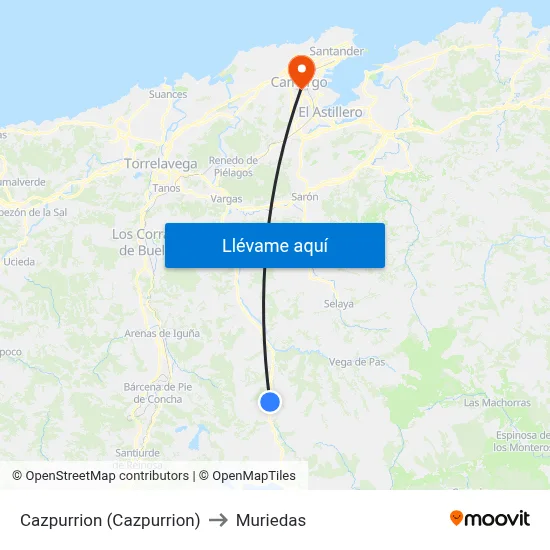 Cazpurrion (Cazpurrion) to Muriedas map