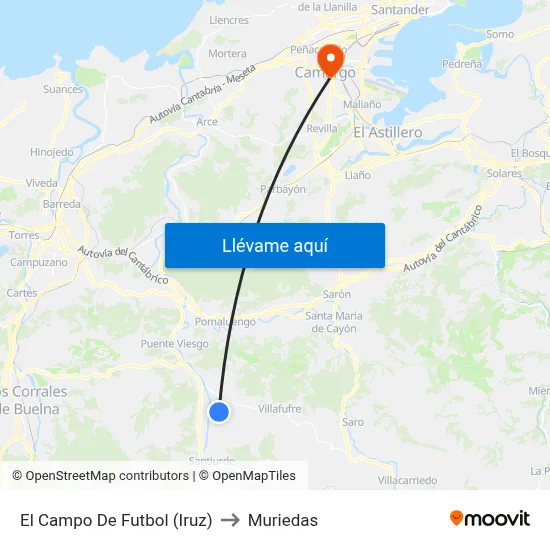 El Campo De Futbol (Iruz) to Muriedas map