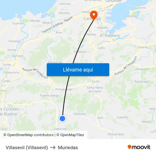 Villasevil (Villasevil) to Muriedas map