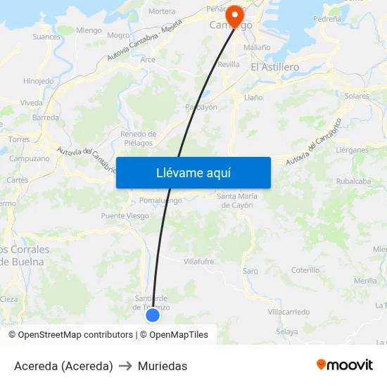 Acereda (Acereda) to Muriedas map