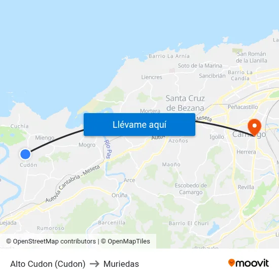 Alto Cudon (Cudon) to Muriedas map