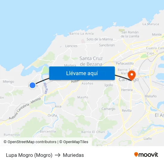 Lupa Mogro (Mogro) to Muriedas map