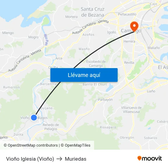 Vioño Iglesia (Vioño) to Muriedas map