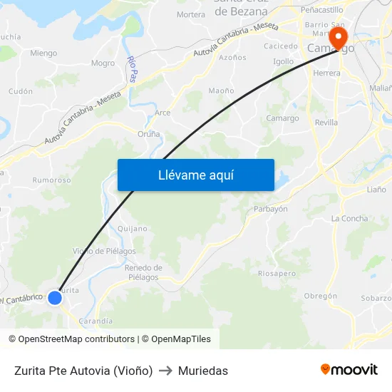 Zurita Pte Autovia (Vioño) to Muriedas map