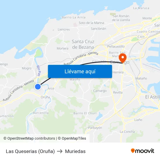 Las Queserias (Oruña) to Muriedas map