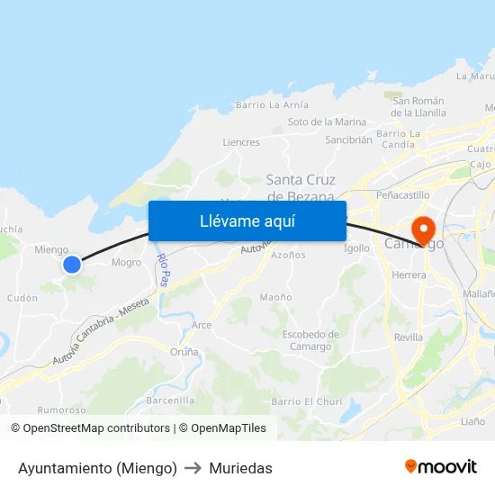 Ayuntamiento (Miengo) to Muriedas map