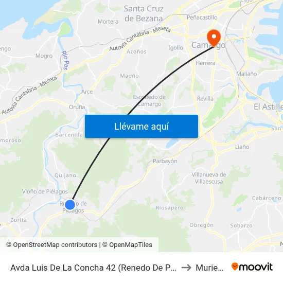 Avda Luis De La Concha 42 (Renedo De Pielagos) to Muriedas map