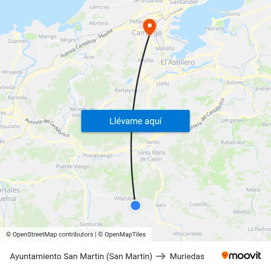 Ayuntamiento San Martin (San Martin) to Muriedas map