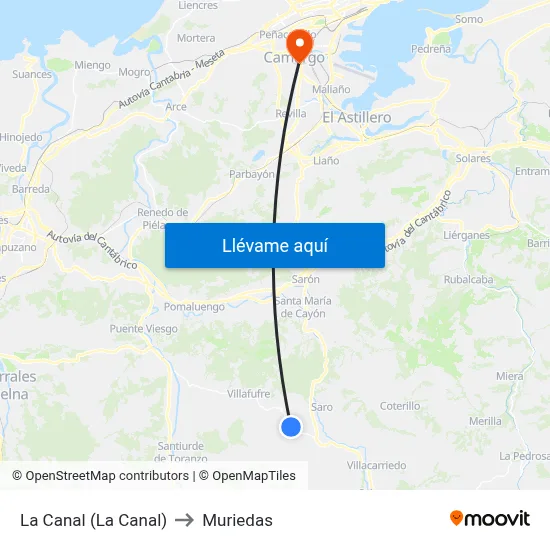 La Canal (La Canal) to Muriedas map