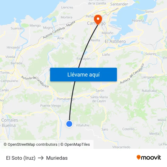 El Soto (Iruz) to Muriedas map