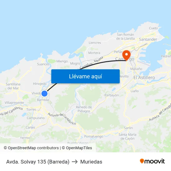 Avda. Solvay 135 (Barreda) to Muriedas map