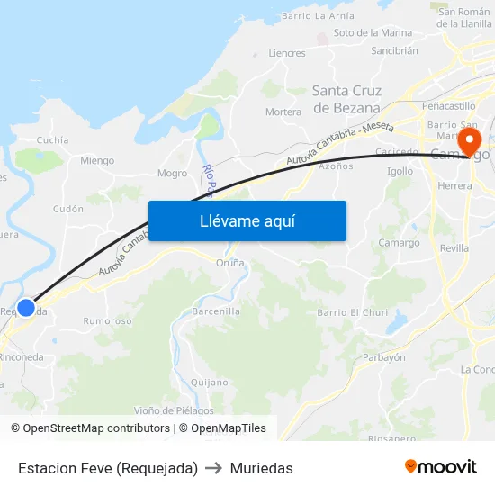 Estacion Feve (Requejada) to Muriedas map