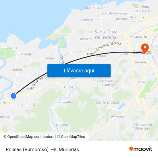 Rolisas (Rumoroso) to Muriedas map