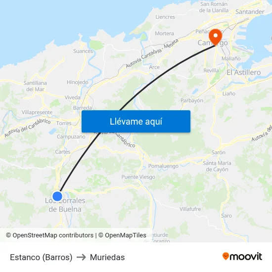 Estanco (Barros) to Muriedas map