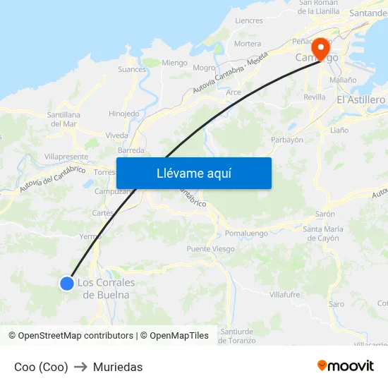 Coo (Coo) to Muriedas map
