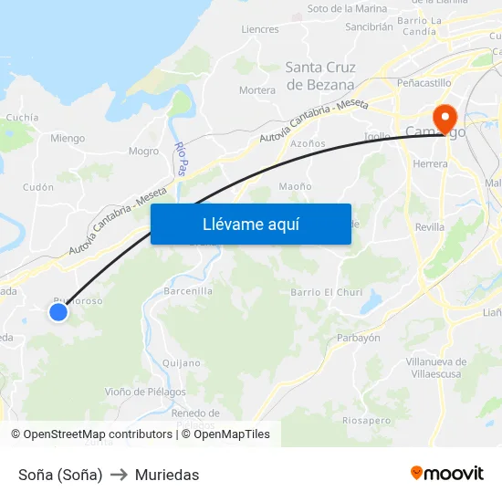 Soña (Soña) to Muriedas map