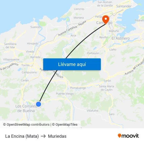 La Encina (Mata) to Muriedas map